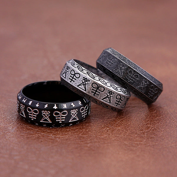 Anillos de runas vikingas de acero inoxidable 316L vintage de moda, anillo de amuleto nórdico simple punk