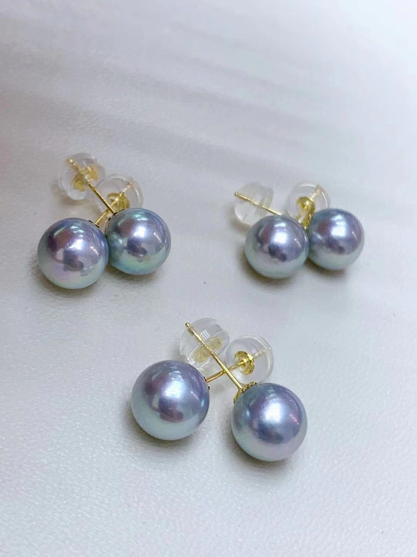 Pendientes de perla de agua de mar de oro de 18 quilates para mujer