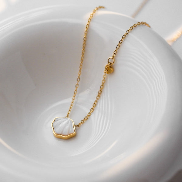 Collares colgantes de concha de acero inoxidable para mujer