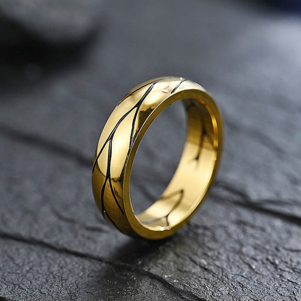 Anillo punk simple de acero inoxidable 316L con diseño craquelado vintage para hombres y mujeres