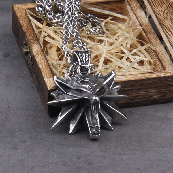 Collar con colgante de acero inoxidable de la serie vikinga "Wizard 3 Wild Hunt Game".