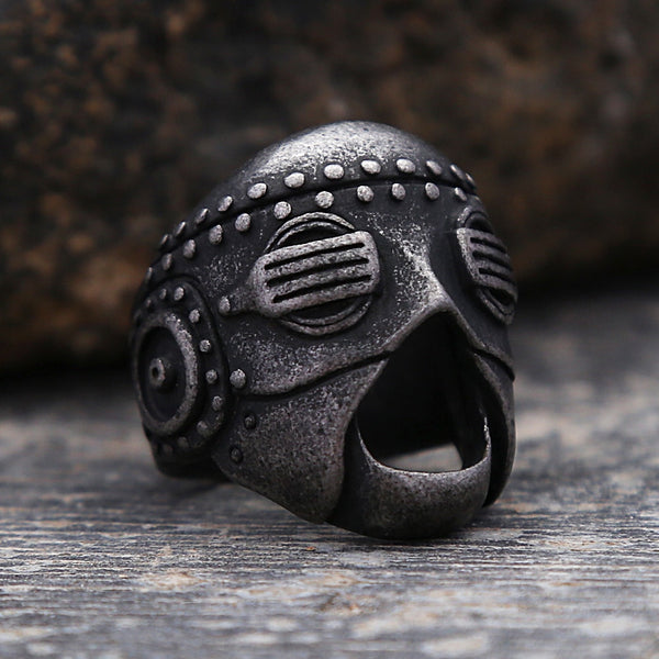 Nuevo anillo vintage de calavera con máscara de acero inoxidable 316L para hombre