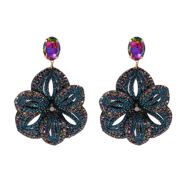 Pendientes de flores bohemios para mujer, pendientes colgantes grandes para mujer