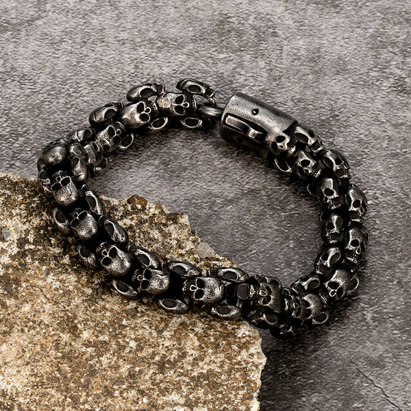 Pulseras de calavera para hombre, cadena de acero inoxidable de 11,5 mm, accesorios punk para la mano.