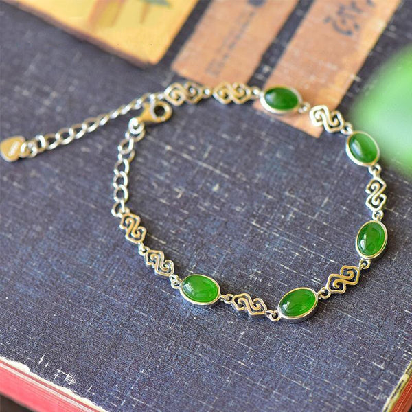Pulsera original de nube auspiciosa de jade hetiano natural de estilo chino retro para mujer