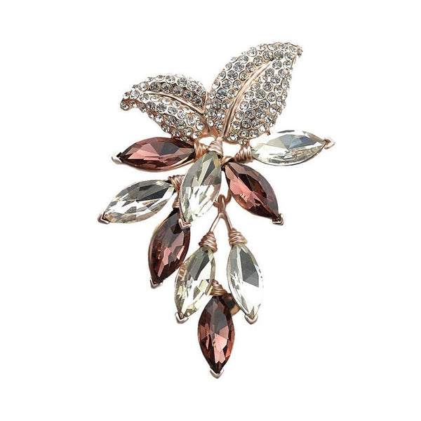 Broches y alfileres de uva grandes con flores de cristal grandes, joyería de boda