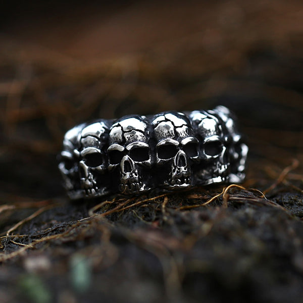 Anillo de calavera vintage de acero inoxidable 316L para hombre y mujer