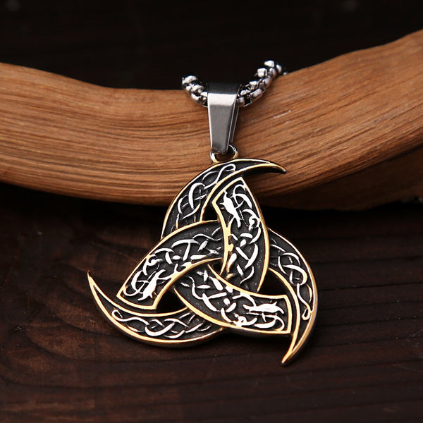 Collar vintage con colgante de nudo celta vikingo para hombre