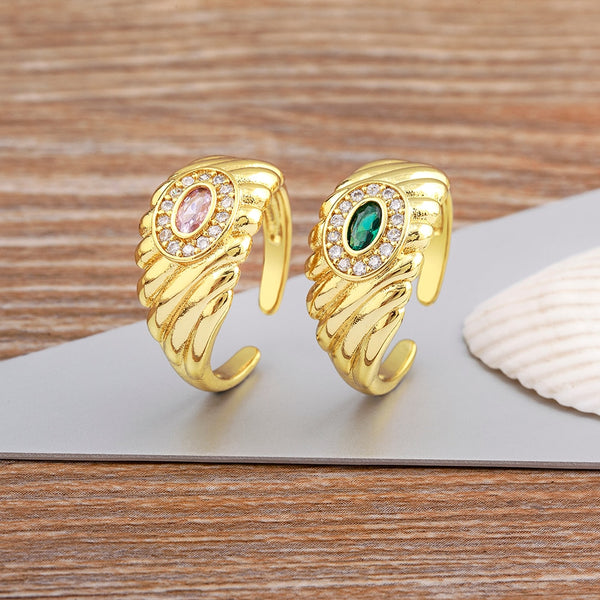 Anillos abiertos ajustables con circonitas brillantes, clásicos, para boda y compromiso, para mujer.