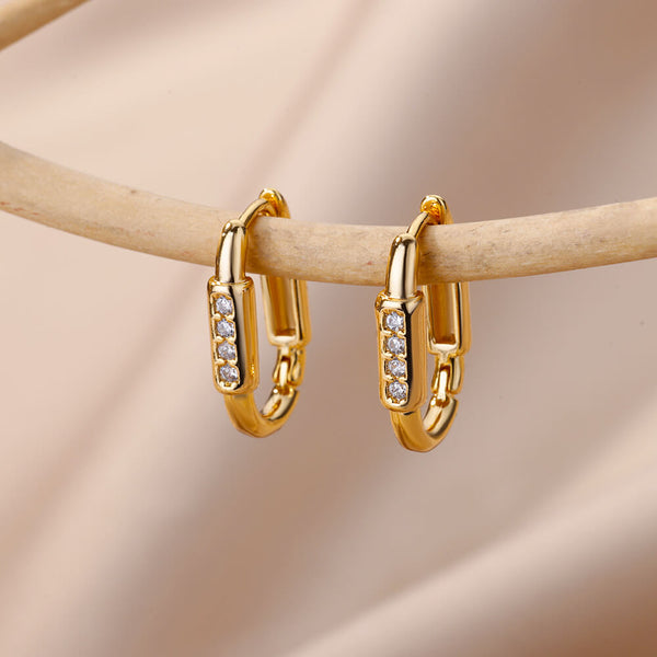 Luxury Glod Color Circular Zircon Earings For Women