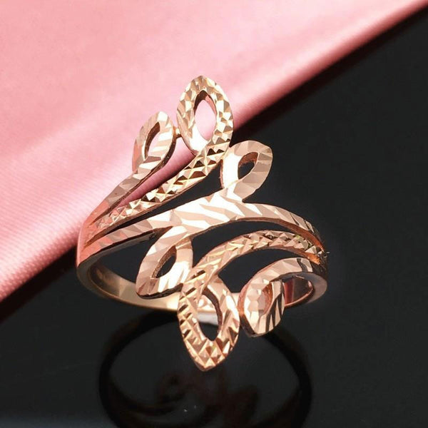 Anillos románticos geométricos nuevos de oro púrpura 585 y oro rosa de 14 quilates para mujer.