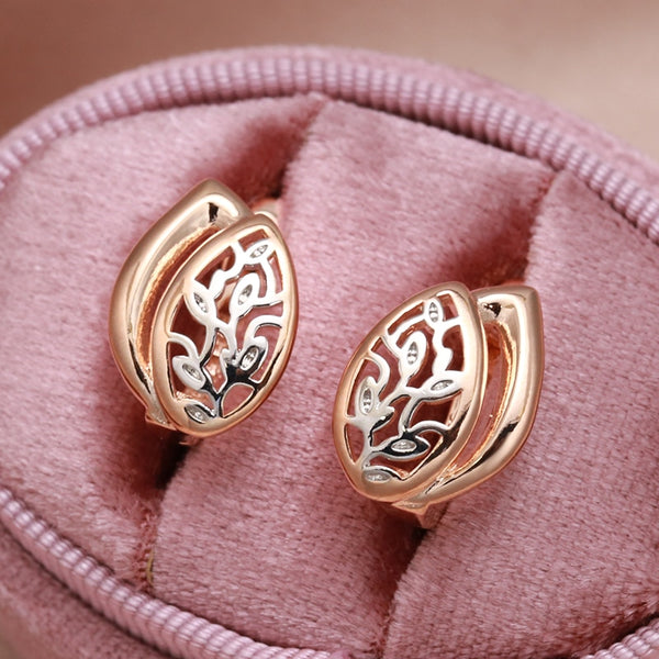 Pendientes colgantes superpuestos brillantes de oro blanco rosa 585 con diseño minimalista vintage