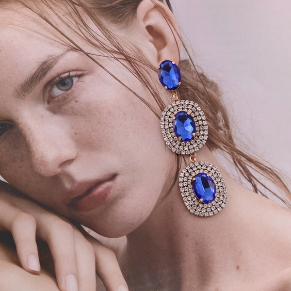 Nuevos pendientes de diamantes de imitación de colores para mujer. Pendientes de cristal.