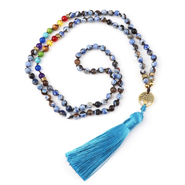 Collar de 108 cuentas de mala Reiki de 7 chakras para mujeres y hombres