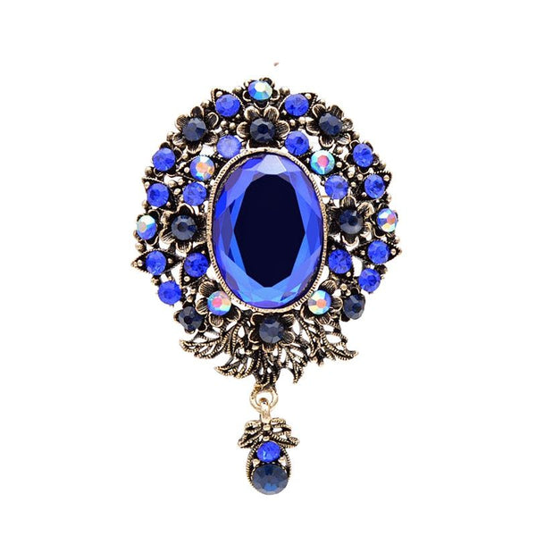 Broches de flores de cristal redondos para mujer, elegantes alfileres de moda para bodas.