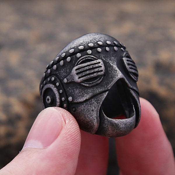 Anillo vintage único de acero inoxidable 316L con forma de calavera y máscara para hombre