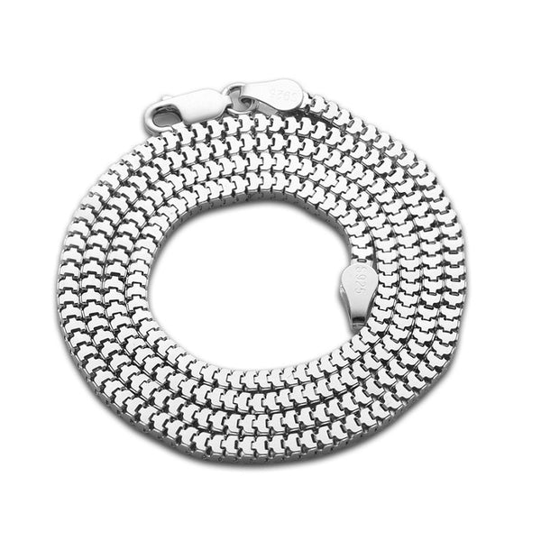 Collar cuadrado pulido de plata esterlina S925 para hombre y mujer