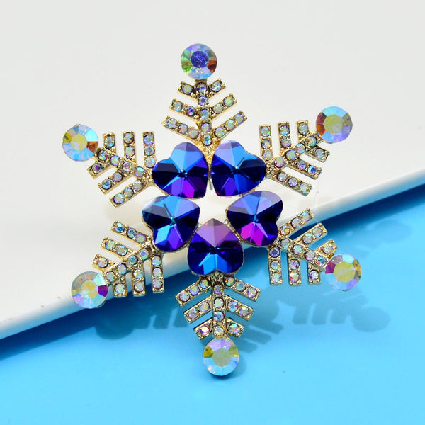 Blue Heart Design Snowflake Brooches For Women