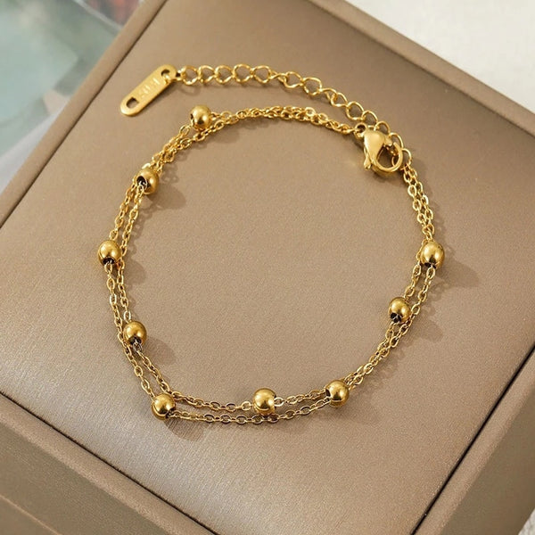 Pulsera Ramos Trendy de doble capa con cuentas redondas