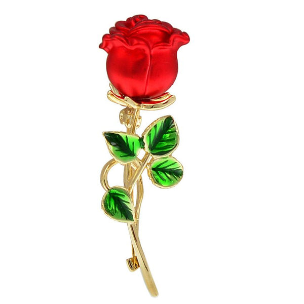 Enamel Rose Flower Brooches For Women