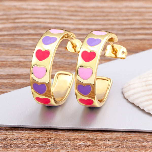 Pendientes bohemios de lujo con forma de corazón y estrella de mal de ojo para mujer