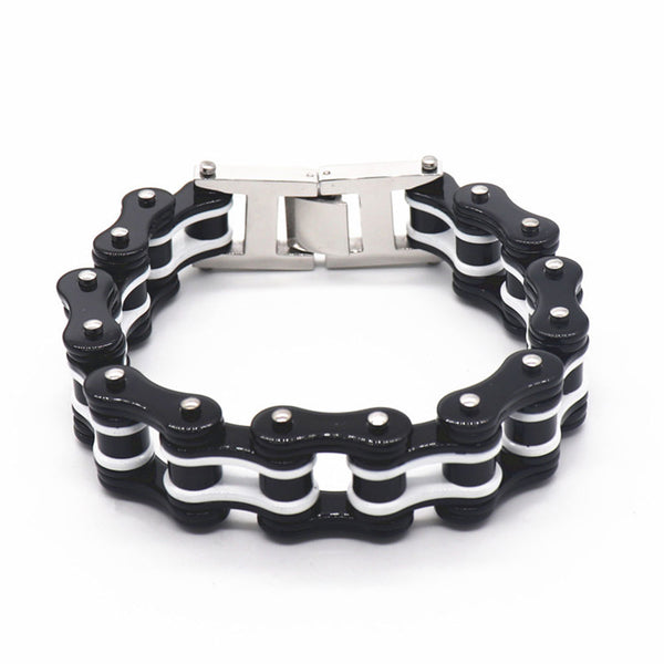 Pulseras punk para hombre, negras, con cadena de eslabones para motociclista y bicicleta, para hombre y mujer.