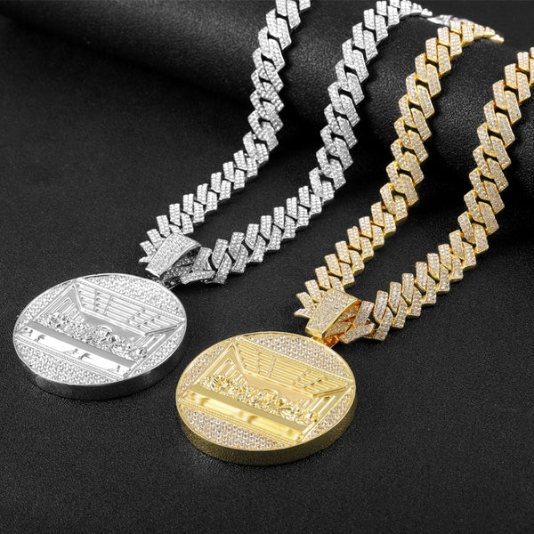 Hip Hop Last Supper Pendant Necklace Men Jewelry Iced Out Chain