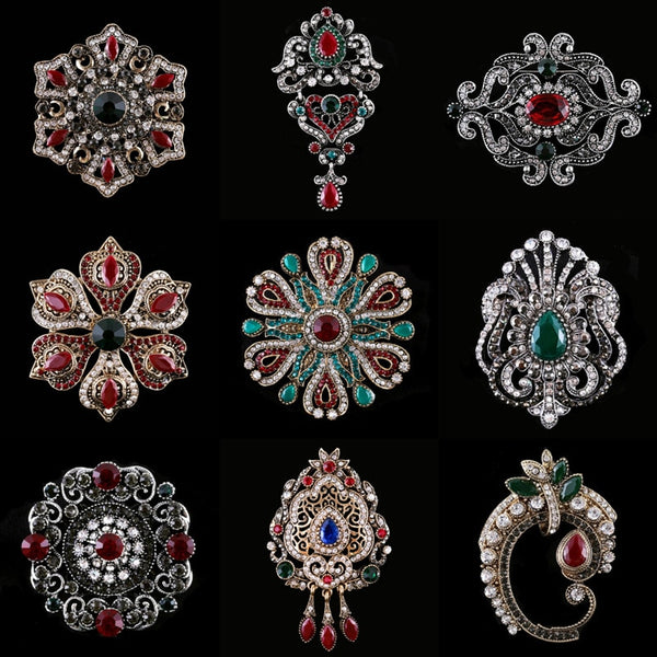 Baroque Style Vintage Women Men Fashion Crystal Brooches