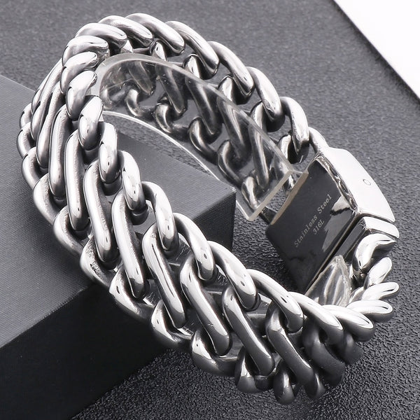 Pulsera de cadena trenzada masiva de 20 mm de ancho para hombre