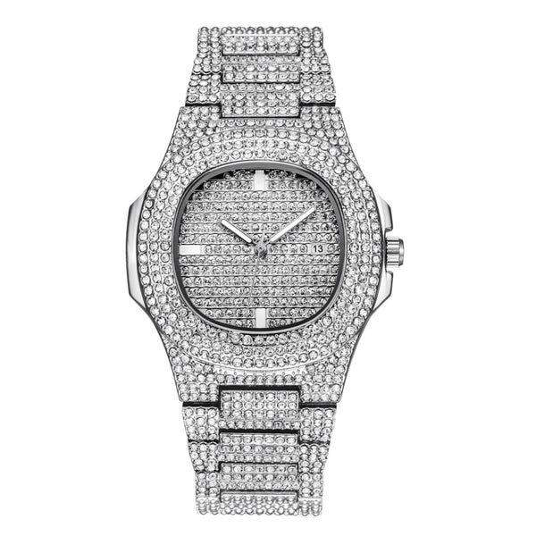 Reloj de acero inoxidable plateado y dorado de 10 pulgadas, 1 pieza