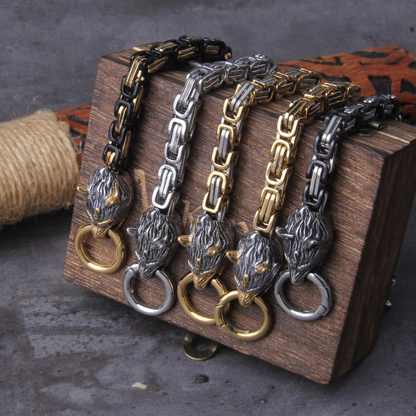 Pulsera con dije de lobo vikingo Never Fade Rock para hombre