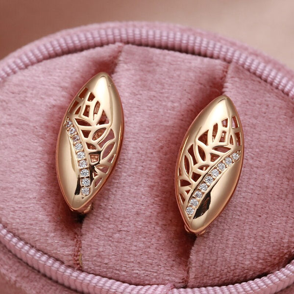 Pendientes de circonita brillante de oro rosa 585 para mujer