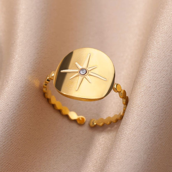 Anillo vintage con pentagrama y estrella para mujer