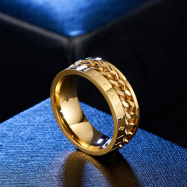 Anillo vintage con runas vikingas nórdicas para hombre y mujer