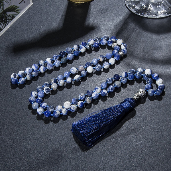 Cuentas de oración islámicas musulmanas Tasbih de 8 mm, cuentas de sodalita, Tasbih anudado, 33 cuentas, Tasbih de 99 cuentas, joyería