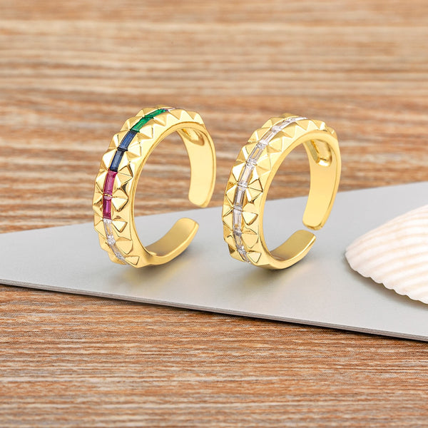 Anillos de circonita rectangulares de moda de 7 colores