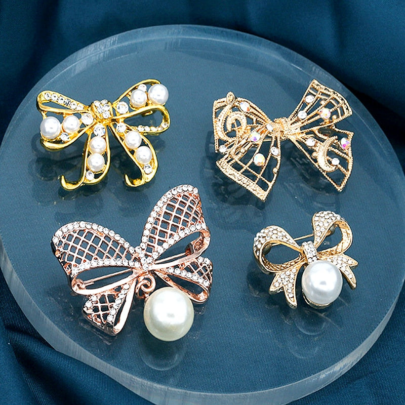 2PCS Brooch Women Clothes Fixed Pin Anti-Glare  Pearl Corsage