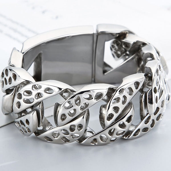 Pulsera de cadena cubana de acero inoxidable 316L de 24/30 mm de ancho para hombre