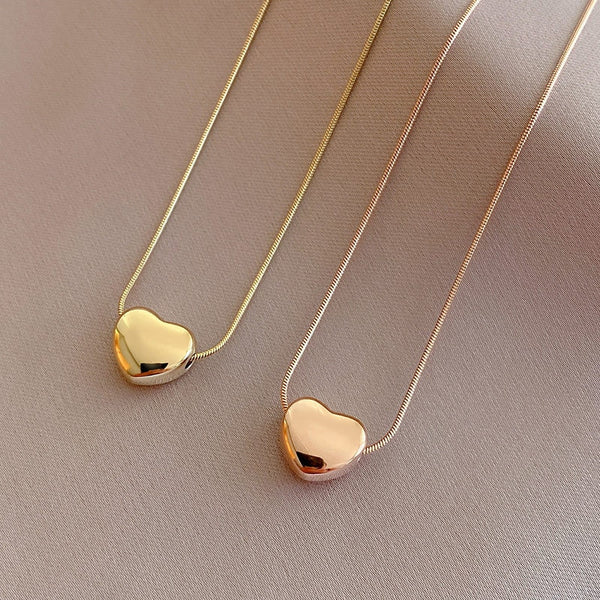 Collar con colgante de corazón de amor, joyería, cadena de serpiente, collar de boda para mujer