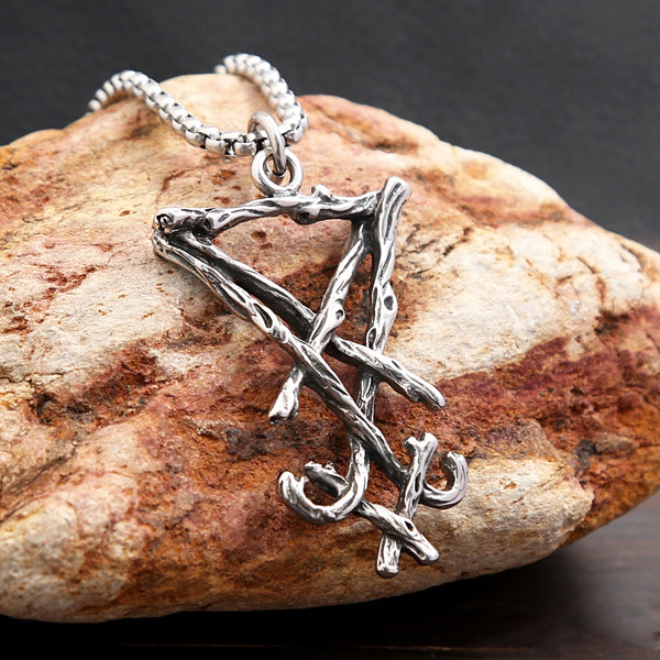 Collar con colgante vintage del sello de Lucifer y Satanás para hombres y mujeres