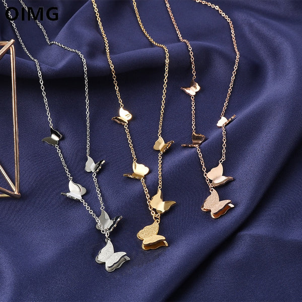 Collar de cadena de clavícula con muchas mariposas para mujer