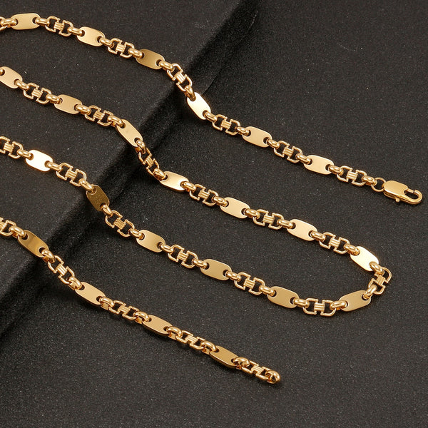 Collar dorado de doble D para mujer y hombre, de acero inoxidable, estilo hip hop, con eslabones cubanos.
