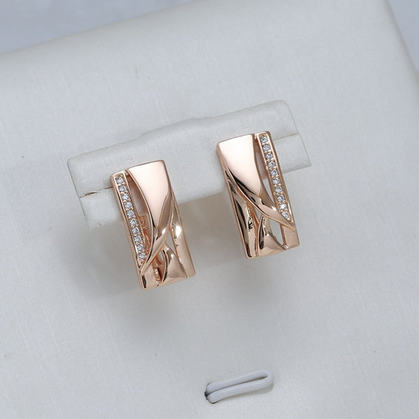 Geometric Square Smooth Metal Zircon Earrings Women