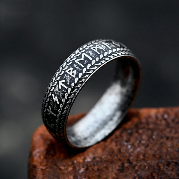 Anillo vikingo vintage sencillo con runas para hombre y mujer