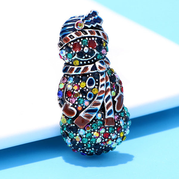 Rhinestone Mix Color Snowman Brooches For Women