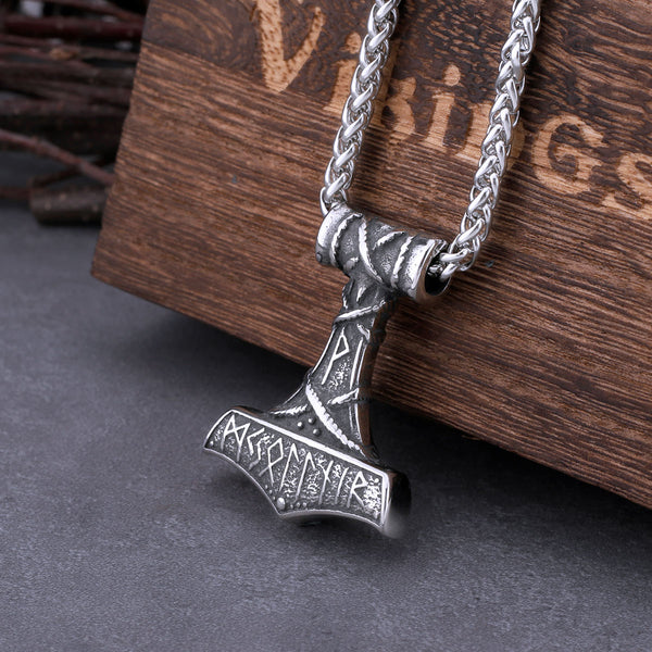 Collar vintage vikingo nórdico con ancla y runa de Odín para hombre