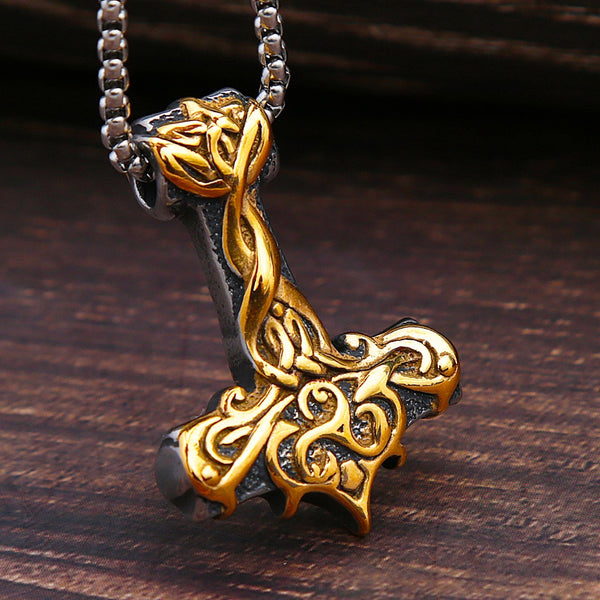 Collar vintage Mjolnir de martillo de Thor de acero inoxidable 316L para hombre
