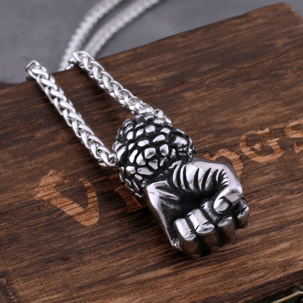 Collar vintage de puño punk de acero inoxidable con colgante de moda hip hop para hombre