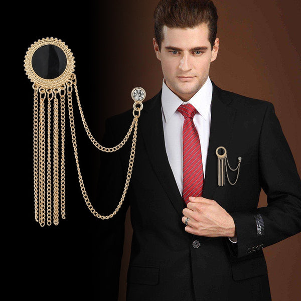 New Fashion Metal Rhinestone Crystal Brooch Men