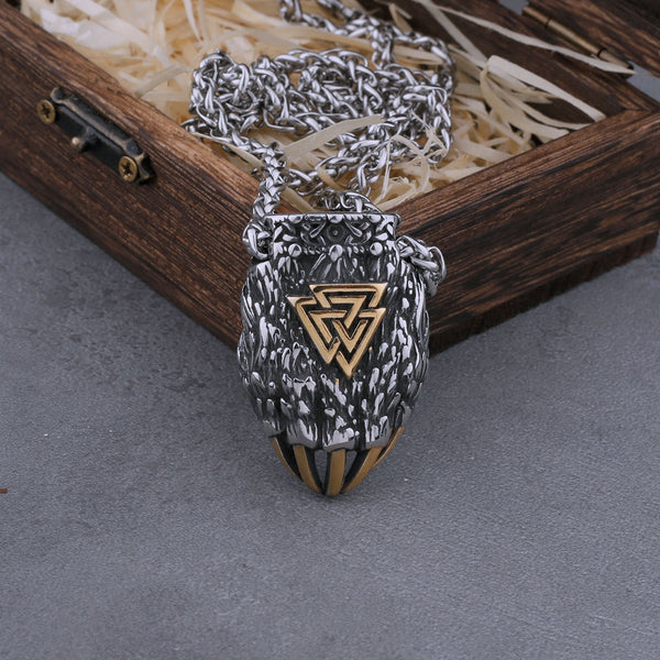 Collar de acero inoxidable con garra de oso vikingo para hombre